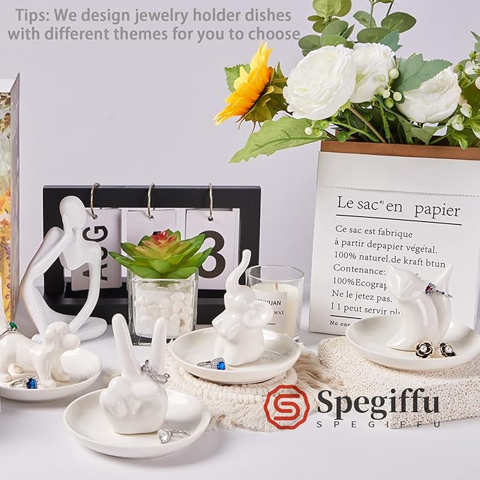 Spegiffu Fox Gifts Fox Ring Dish Jewelry Holder Ring Stand, Funny Gifts for Women Friend Mom Grandma Nana Aunt Birthday Mother's Day Christmas Valentines Gift, Fox Decor