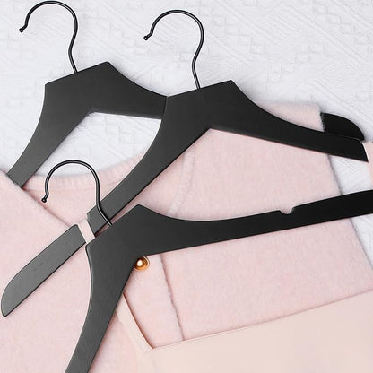 TOPIA HANGER Black Wooden Hangers, Rubber Wood Clothes Hangers with Rotatable Black Hook and Smooth Cut Nothces, Set of 12 for Coats, Suits, Jackets, Sweaters, Dresses - CTS01B