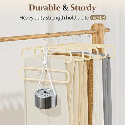 UEAKPIC Velvet Felt Pants Hangers 30 Pack – Heavy Duty Space Saving Clothes Hangers with 360° Swivel Hook, Non-Slip Thin Design for Suits, Shirts, Coats, Dresses – Includes 30 Hooks (Ivory)