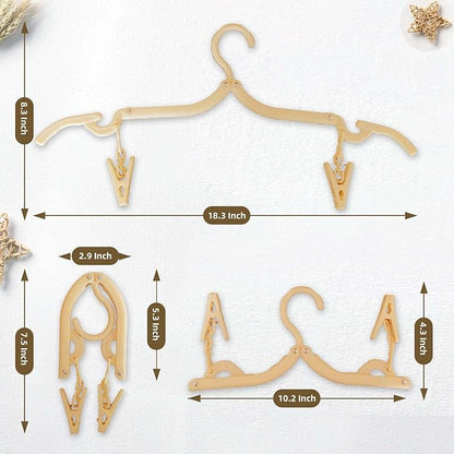 12-Piece Foldable Travel Hangers with Clips - Collapsible Coat Hanger for Pants, Socks, Underwear & Drying Rack