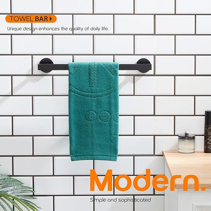 12 Inch Bathroom Towel Bar Bath Towel Rack Kitchen Towel Holder Towel Ring Wall Mounted SUS304 Stainless Steel Matte Black AN4001MB-L12