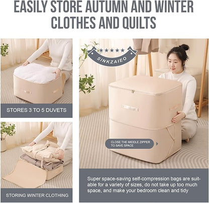 Ultra Space Saving Self Compression Organizer,Packing Cubes,Waterproof And Moisture-Proof,High Capacity,For Blankets Clothes Duvet Comforter（Gray 21.2 * 16.2 * 23.6 In）