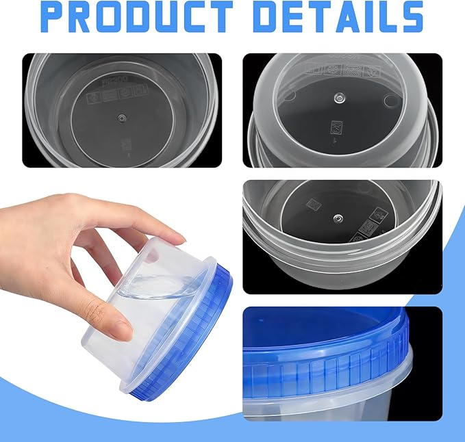 ISUSSER 6 Pack Freezer Containers with Screw On Lids, 8 Oz Stackable Reusable Plastic Storage Container, Airtight Plastic Food Storage Containers with Twist Top Lids for Food Soup Jello Sauce