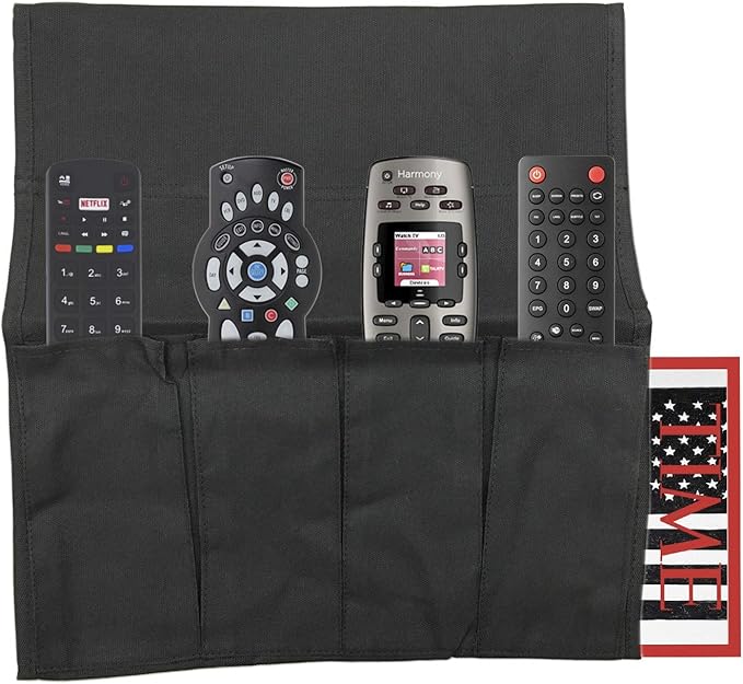 Huji Sofa Chair Armrest Bedside Caddy with Four Pocket Organizer for Remotes and One Hidden Pocket for Books and Magazines - 37” L x 12.50” W (1)