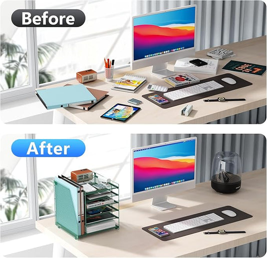 gianotter 6-Tier Paper Organizer With Magazine Holder, Desk Organizers and Accessories, Desk Accessories & Workspace Organizers, File Organizer for Office Supplies Storag (Green, 6-Tier)