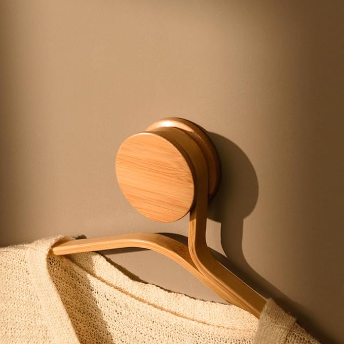 GUDEE CAKON Set of 3 Bamboo Hangers – Eco-Friendly, Strong & Durable Clothes Hangers (Natural)