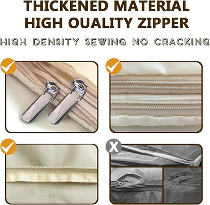 3-Layer Compressible with Zippers Blanket & Comforter Storage Bag,Ultra Space Saving Self Compression Organizer，Save 50% Space, 4 PCS，Light Yellow