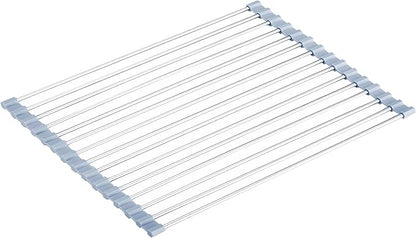 Roll up Dish Drying Rack Over The Sink Kitchen Roll up Sink Drying Rack Portable Dish Drainer Foldable Dish Drying Rack (Grey, (37 * 30) CM)