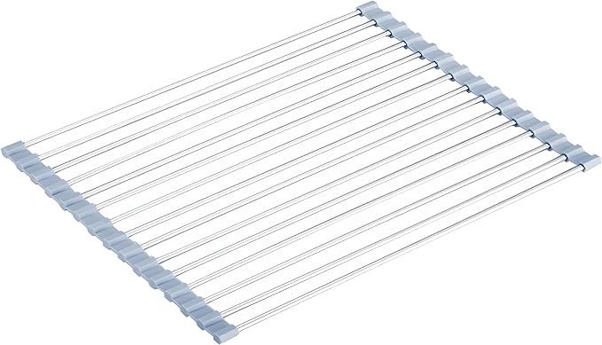 Roll up Dish Drying Rack Over The Sink Kitchen Roll up Sink Drying Rack Portable Dish Drainer Foldable Dish Drying Rack (Grey, 37 * 23.5CM)