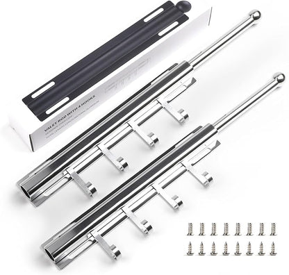 BaiNong 12" Valet Rod for Closet Pull Out With 4 Hooks Valet Rods for Closets (2Pack Silver) Closet Valet Rod Slide Out