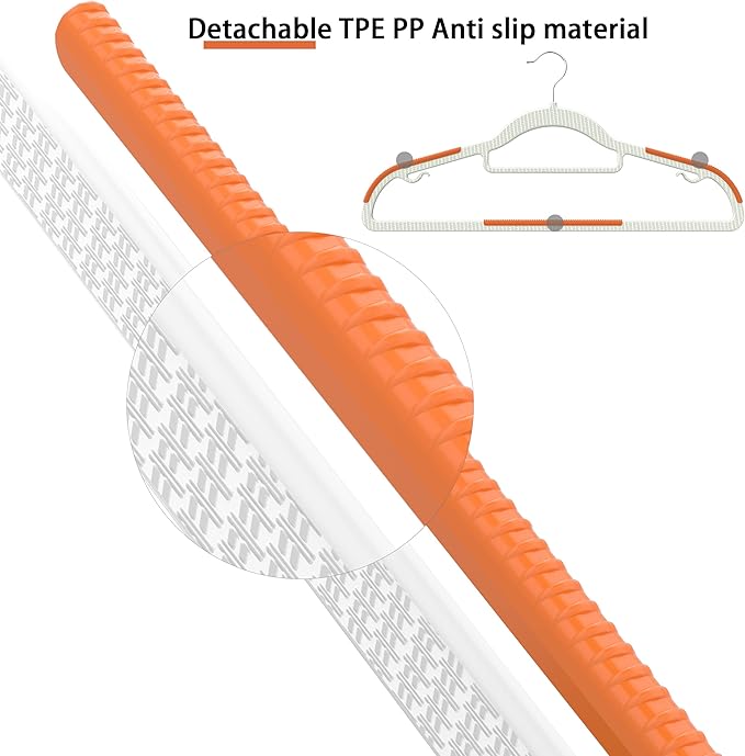 MLKJHHI 40 Pack Heavy Duty Plastic Hangers, Non Slip Clothes Hangers with Rubber Pads and 360° Hook - Thin Space Saving Hanger, Closet Organizer for Shirt, Pants, Suit, Skirt, Coat - Orange
