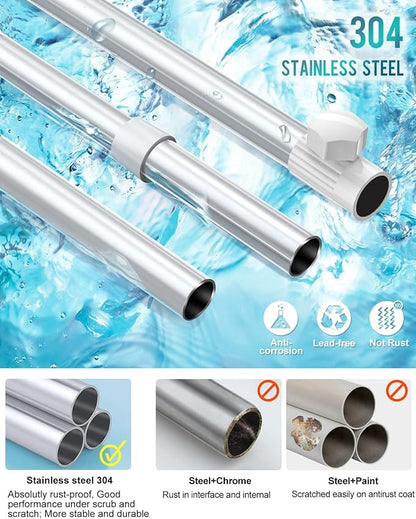 ADOVEL 4 Layer Corner Shower Caddy, Adjustable Shower Shelf, Constant Tension Stainless Steel Pole Organizer, Rustproof 3.3 to 9.8ft
