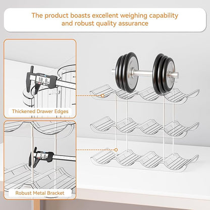Yieach 2 Tier Water Bottle Holder for Cabinet,Acrylic Wine Rack and Stackable Water Bottle Organizer for Pantry - Waterbottle Organizer for 40 oz Stanley Cup Holder and Other Tumbler Organizers