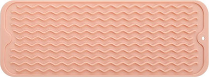 Silicone Dish Drying Mat for Multiple Usage,Easy clean,Eco-friendly,Heat-resistant Silicone Mat for Kitchen Counter,Sink,Bar,Bottle,or Cup Pink M 17 inches x 6 inches