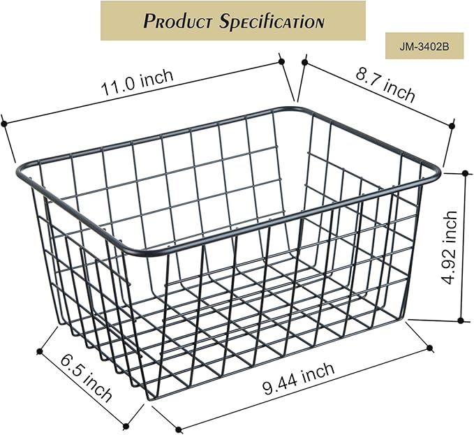 Wire Kitchen Storage Basket 4 Packs,Perfect Pantry Organization Accessories Baskets,Laundry Basket,Countertop Organization,Suitable for Kitchen,Bathroom,Bedroom,Tabletop,Rose gold
