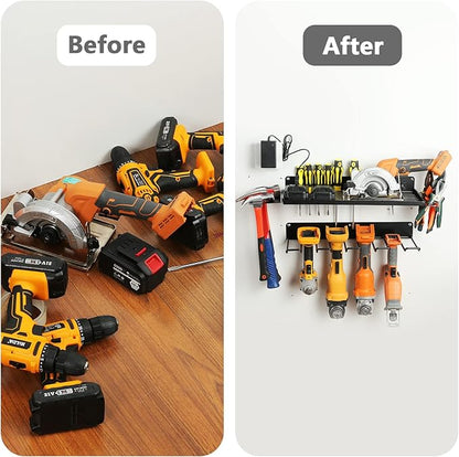 Power Tool Organizer for Garage Organization,Drill Holder Wall Mount for Tool Stoarge, Tool Organizers and Garage Storage Shelves for Charging.Heavy Duty With 4 Holders