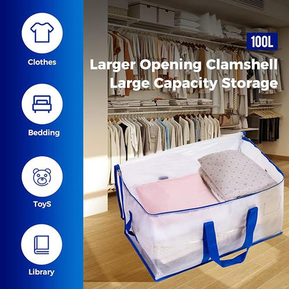 ZFWDSY 105L Moving Bags 6 pack Storage Bag Large Moving Boxes with Lids, Zippers Handles for Moving Totes Bins, College Dorm, Traveling, Camping, Christmas