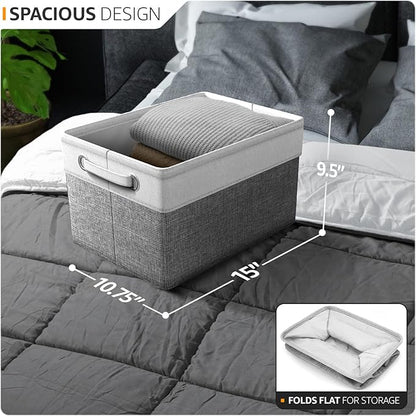 Sorbus Fabric Storage Bins for Shelves - 15 Inch Sturdy Collapsible Storage Bins with 2 Handles, Foldable Baskets for Organizing Home, Closets, Shelf, Toys, Clothes, Large Decorative Storage Baskets
