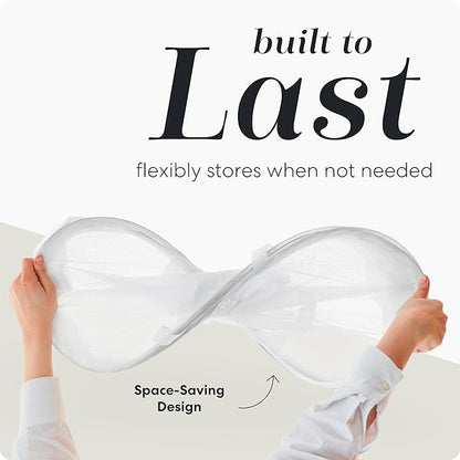 Foldable Laundry Basket - Popup and Collapsible, Durable Mesh Material, Folds for Storage, Easy Carry Handles - Great Hamper for College Dorm, Laundry Room or Travel (White, 2-Compartments)