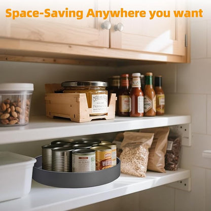 Metal Lazy Susan Organizer, 12 Inch Anti-Rust Turntable for Cabinet, Kitchen, Dining Table, Bathroom – Rotating Spice Rack, Spinner Storage, Round Carousel Organizer for Countertop Gunmetal