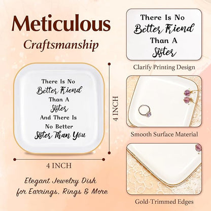 PUDDING CABIN Sister Gifts from Sister Soul Sisters Birthday Gifts for Women Funny Sis Jewelry Dish Adult Sister In Law Gifts