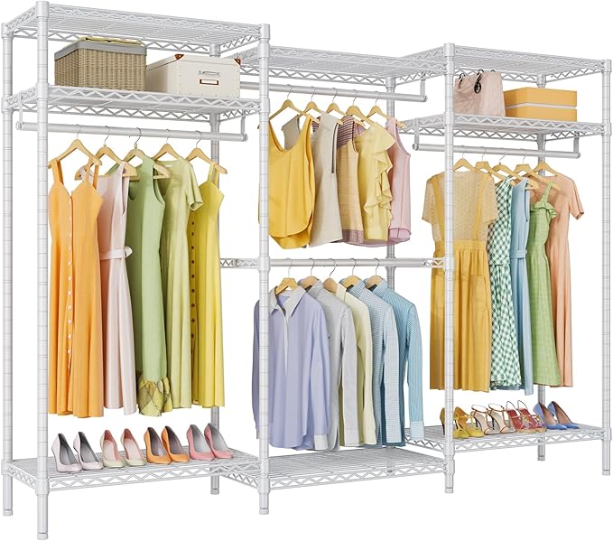 VIPEK V5i Plus Wire Garment Rack Heavy Duty Clothes Racks for Hanging Clothes, Large Free Standing Wardrobe Closet Metal Clothing Racks with Adjustable Shelves for Bedroom, White