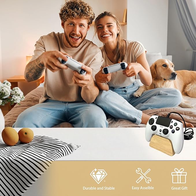 Solid wood gamepad stand, game equipment, controller stand, suitable for Xbox, PS4, PS5, is a good helper for organizing gamepads on the desk, and also the best gift for your son, husband, boyfriend
