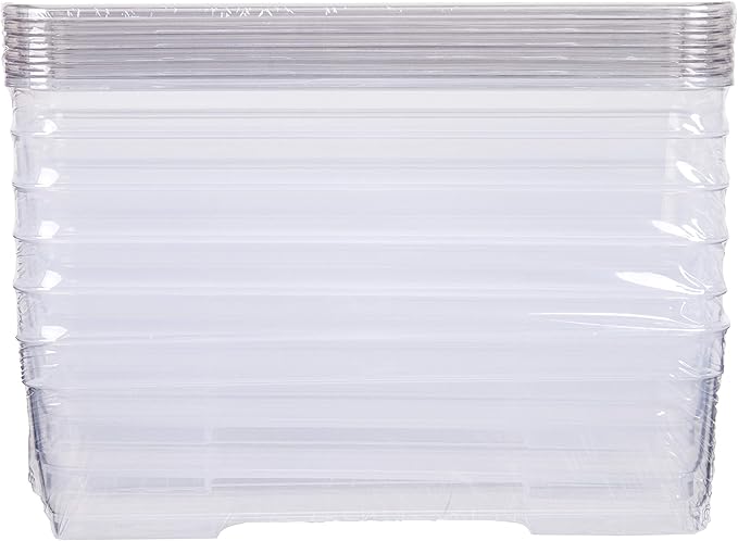 Best Kept 6 Bin Pack, Long Home Organizer Storage Boxes with Lids, Translucent Clear