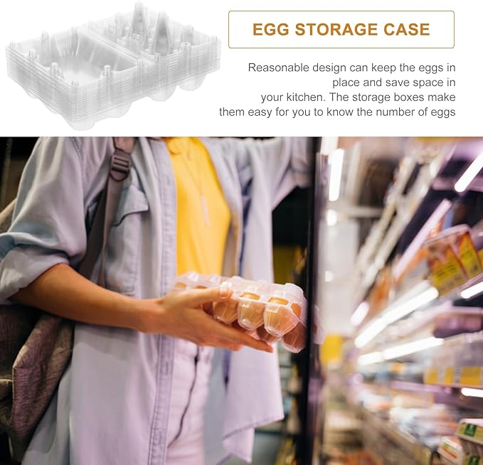Hemoton 20Pcs Plastic Egg Storage Box with Clear Lid Refrigerator Egg Holder Organizer Countertop Fresh Carrier for Kitchen and Picnic