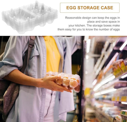 Hemoton 20Pcs Plastic Egg Storage Box with Clear Lid Refrigerator Egg Holder Organizer Countertop Fresh Carrier for Kitchen and Picnic