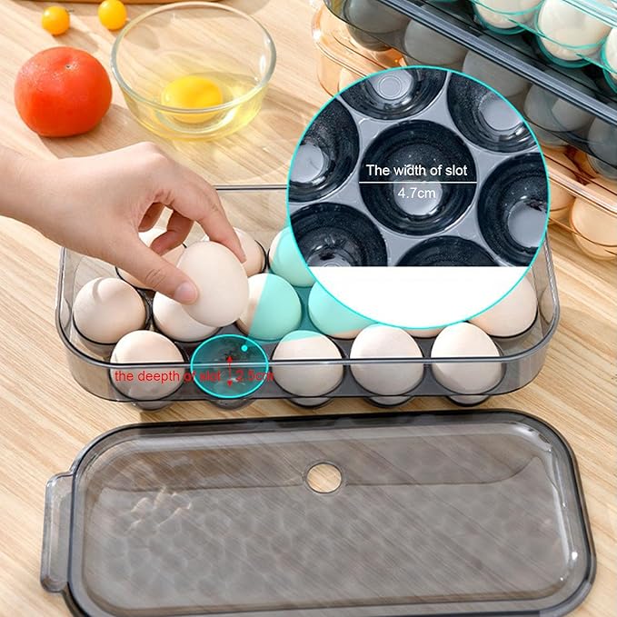 Plastic Covered Egg Container Holders Storage Cartons for Refrigerator Camping Traveling with Lid Brown