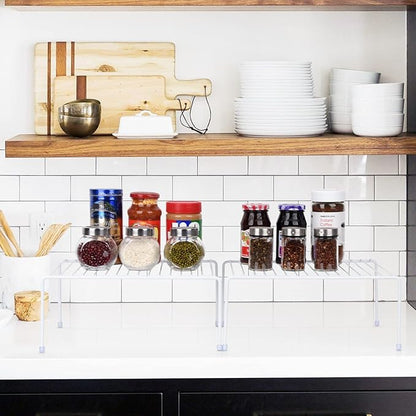 Medium (13.1 x 10.2 Inch) Cabinet Storage Shelf Rack, Shelves，Kitchen Counter and Cabinet Shelf, Storage Rack Organizer for Kitchen, Fridge, Cabinet, Bathroom Cupboard& Pantry (2, White)