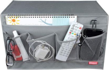 Meeall Bedside Storage Organizer with 6 Pockets, Bedside Caddy, Table Cabinet Storage Organizer, TV Remote Control, Phones, Magazines, Tablets, Accessories, Gray