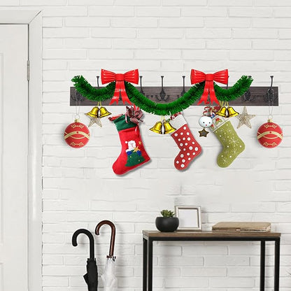 IBosins Wall Mounted Coat Rack with 10 Decorative Hooks, 34'' Long, Old Wood Color Coat Hanger, Rustic Coat Hooks Rail for Entryway Living Room Coat Scarf Bag Towel Hat