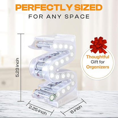 Battery Ladder Organizer Case for AA Batteries - Stackable or Mounted Vertical Storage Battery Dispenser for Home, Garage, & Workshop (1-Pack, Holds 20 AA Batteries)