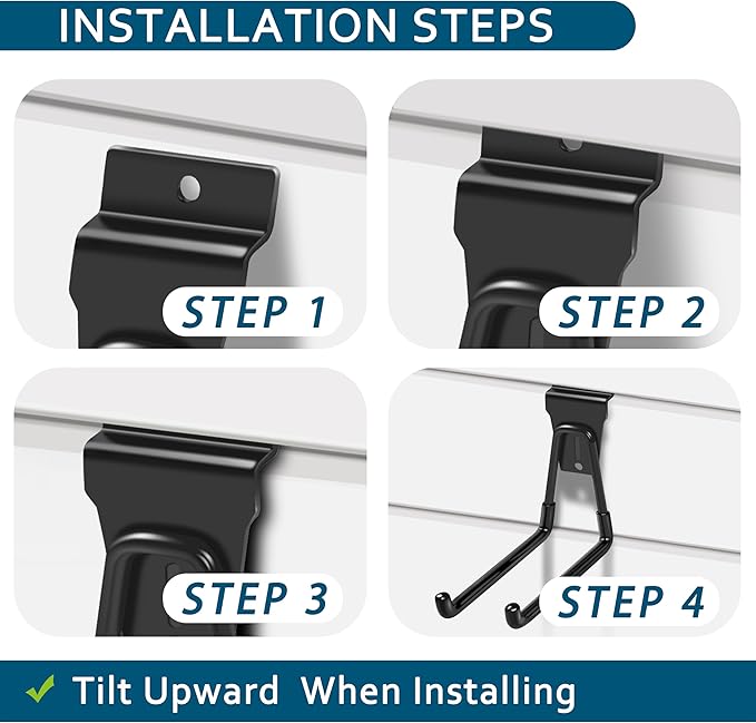 Slatwall Hooks Black 20Pack Firmly and Durable Slatwall Accessories,Perfect for Organizing Garden Tools and Heavy Duty Tools and Garage Hooks Organize Your Space Efficiently