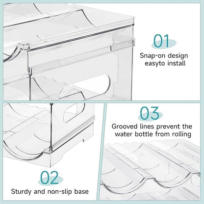 [Large Compartment] Water Bottle Organizer for Stanley 40 oz, 4 Pack Stackable Water Bottle Organizer, Clear Water Bottle Holder for Tumbler Travel Mug Cup, Kitchen Pantry Organization and Storage