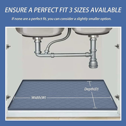 URMONA Under Sink Mat for Kitchen Waterproof, 28" x 22" Silicone Under Sink Mat for Shelf Liner Organizer, Cabinet Sink Protector Under Sink Liner for Bottom Kitchen, Bathroom(Black)