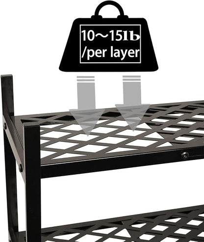 Shoe Rack, 4-Tier Long Shoe Rack, Stackable Shoe Storage Organizer Expandable Shoe Shelf Stand, Holds up to 25-30 Pairs of Shoes for Entryway, Garage, Front Door Entrance, Metal,45.6in Black