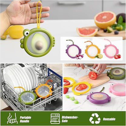 Set of 4 Fish-Shaped Fresh Food Containers, Fresh Pod, Reusable Silicone Storage Pods for Avocado, Onions, Lemon, Tomatoes, Garlic – Anti-Oxidation for Fridge, Send Goods from Local Warehouse