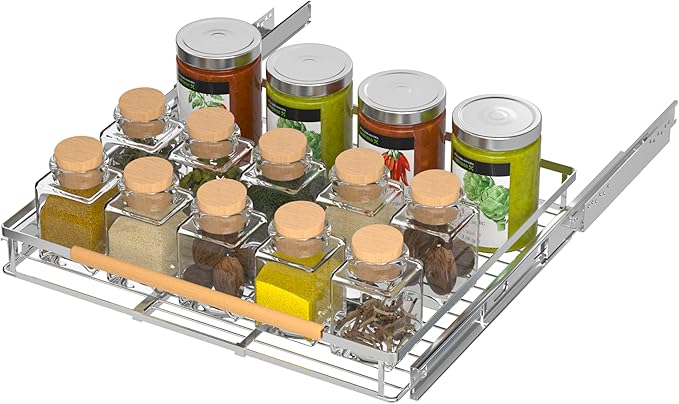 iPEGTOP 2 Pack Pull Out Cabinet Drawer Shelf Organizer, Extendable Sliding Slide Out Pantry Shelves Storage Heavy Duty for Kitchen Cabinets Under Sink, Adjustable Width 17.1~28" W x 22.4" D