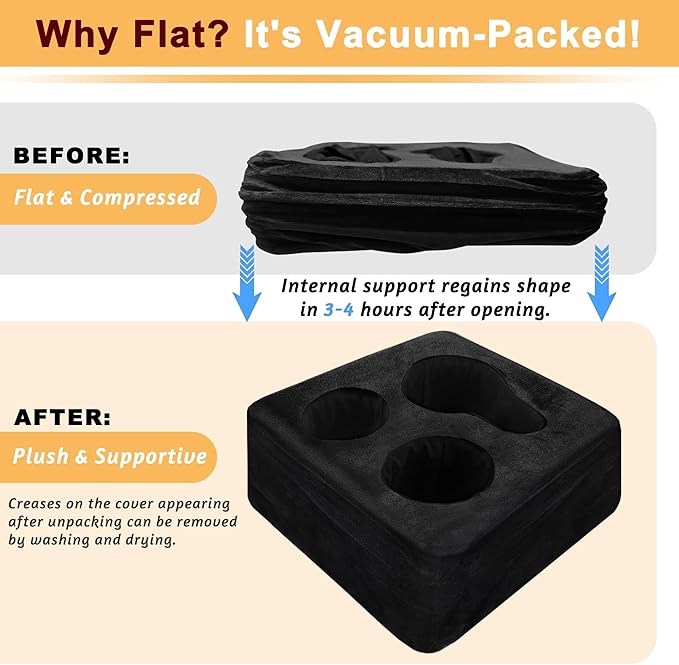 Couch Cup Holder Pillow Tray & Caddy - for Sofa, Bed, Car, Man Cave | Keep Drinks at Hand & Spill-Proof Accessories for New Parents, Camping, Park, Boat, Beach -Black