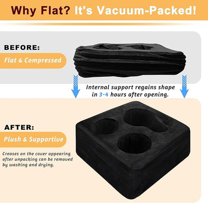 Couch Cup Holder Pillow Tray & Caddy - for Sofa, Bed, Car, Man Cave | Keep Drinks at Hand & Spill-Proof Accessories for New Parents, Camping, Park, Boat, Beach -Black