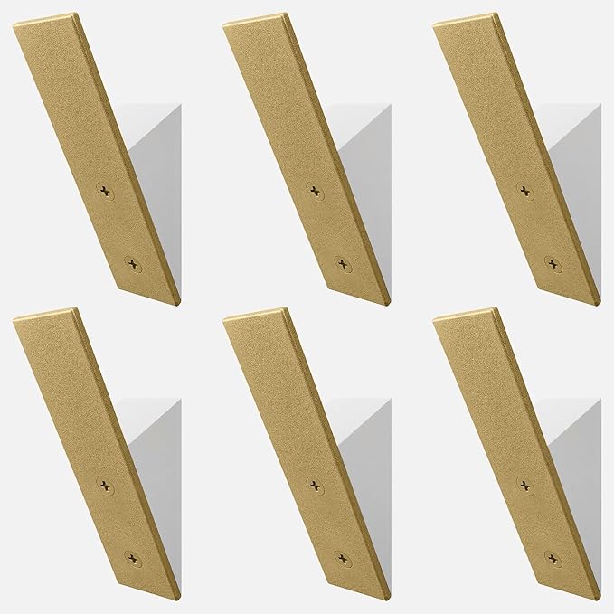 Homeforia Gold Wall Coat Hooks, High End White Wood & Gold Metal Wall Mounted Clothing Hook, Mid-Century Modern Clothes Hooks, Heavy Duty Wooden Hook for Hanging Coats, Hats, Towels & More, Set of 6