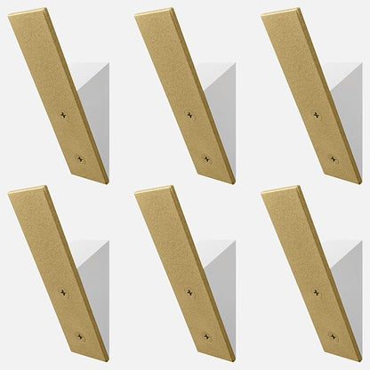 Homeforia Gold Wall Coat Hooks, High End White Wood & Gold Metal Wall Mounted Clothing Hook, Mid-Century Modern Clothes Hooks, Heavy Duty Wooden Hook for Hanging Coats, Hats, Towels & More, Set of 6