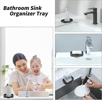 MicoYang Silicone Bathroom Soap Dishes with Drain Spout-Bathroom and Kitchen Sink Organizer,Sponge Holder,Dish Soap Tray,Perfect for Dispenser,Scrubber,Bottle,Cup on Sink or Counter-Coffee 4.9"×3.2"