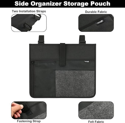 Cosmos Armrest Chair Side Organizer Bedside Caddy Organizer Bunk Bed Storage Bag Armchair Wheelchair Hanging Side Pocket Bag for Ipad, Tablet, Phone, Remote Control, Magazines, Books & Water Bottle