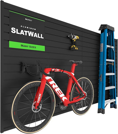 DLDIRECT Aluminum Slatwall Panel Garage Wall Organizer Heavy Duty Wall Mounted Slat Wall Rack, Interlocking Paneling for Garage Wall Slat Board Storage System - Black (4'H x 4'W)