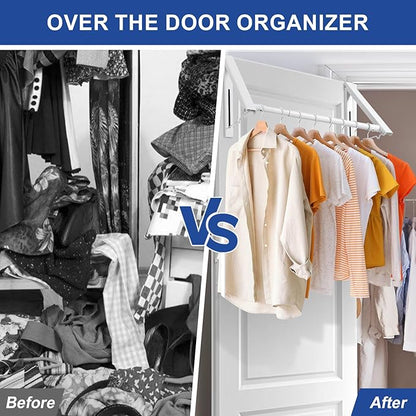 HOME RIGHT Over The Door Clothes Hanger,1.69 Inch Door Hook for Over The Door Drying Rack,Foldable Retractable Overdoor Hanger Hook for Bathroom,Laundry Room,Apartament and Bedroom
