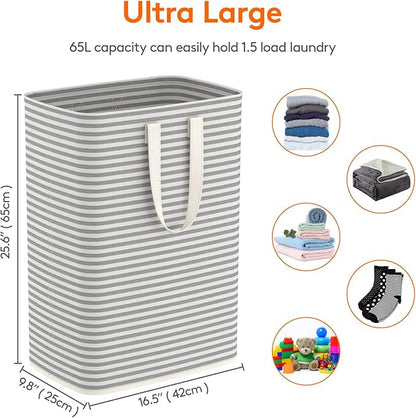 Lifewit 1 Pack Laundry Hamper Large Collapsible Laundry Baskets, Freestanding Waterproof Clothes Hamper with Easy Carry Handles in Laundry Room Bedroom Bathroom College Dorm, Grey, 65L